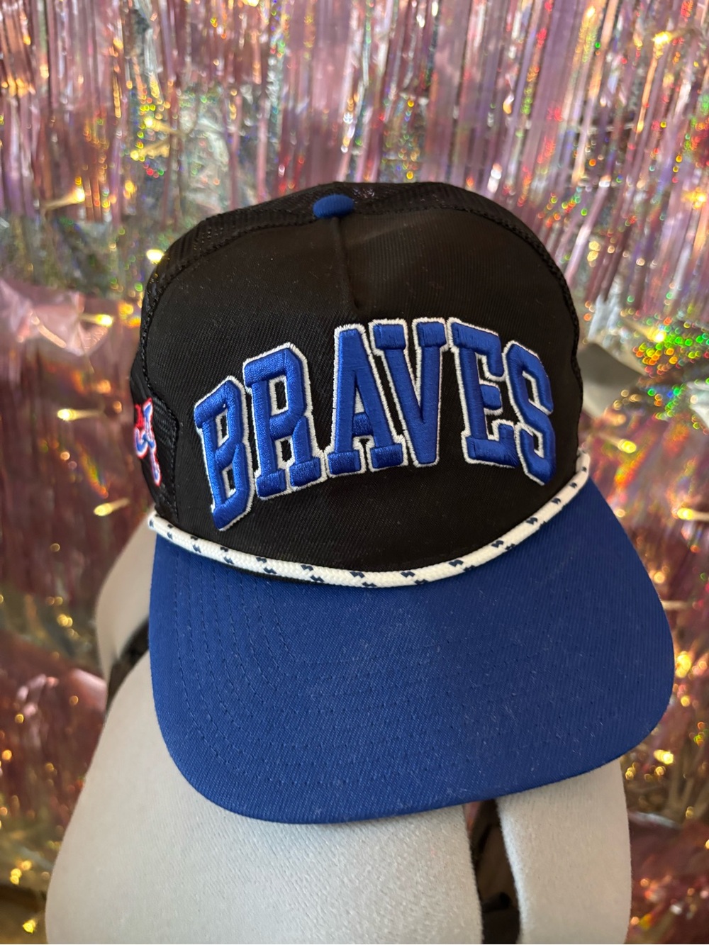 New Era Black and Blue Mesh Trucker Hat